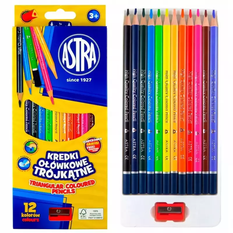 Kredki ołówkowe trójkątne (12 kolorów)
