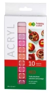 Farba akrylowa 12ml 10 kol czerwony HAPPY COLOR - zdjęcie