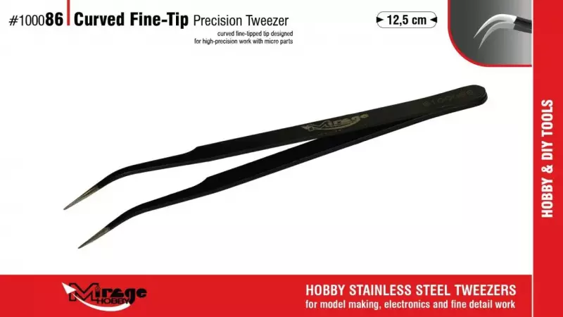 Pęseta zakrzywiona z cienkimi końcówkami 12,5cm