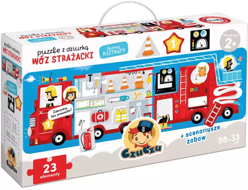 CzuCzu. Puzzle z dziurką 23 elementy. Wóz strażacki