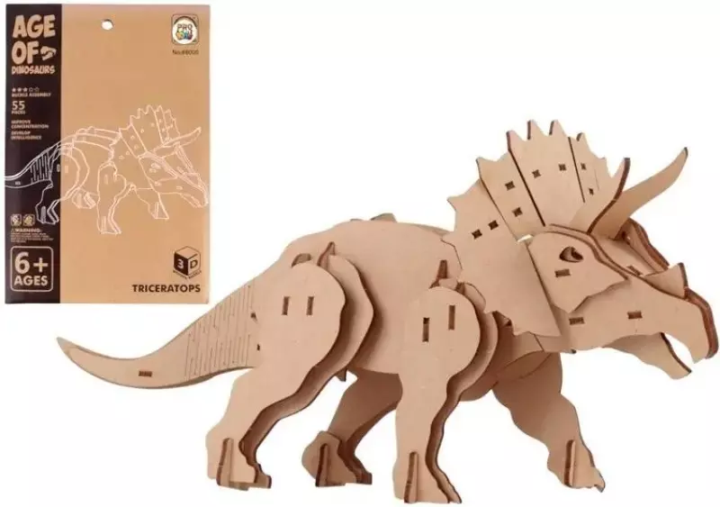Puzzle drewniane 3D Dinozaur Triceratops