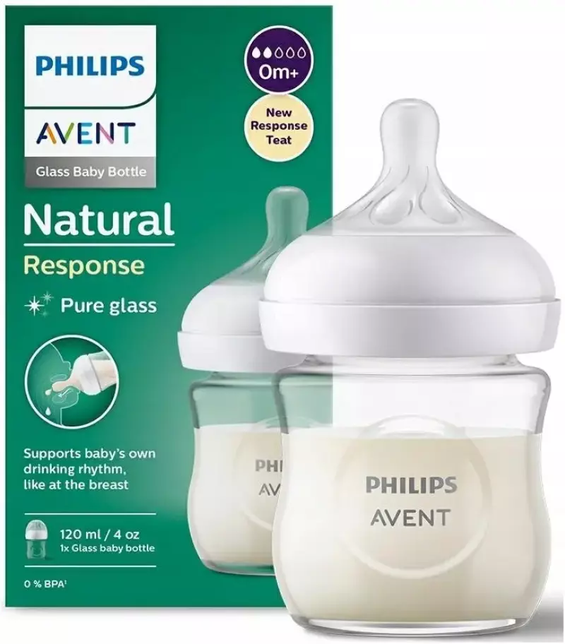 Avent Szklana Respons Butelka Natural 120ML 930/01 Avent Szklana Respons Butelka Natural 120ML 930/01