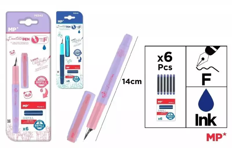 Pióro na naboje + wkłady niebieskie MIX Pióro na naboje + wkłady niebieskie MIX