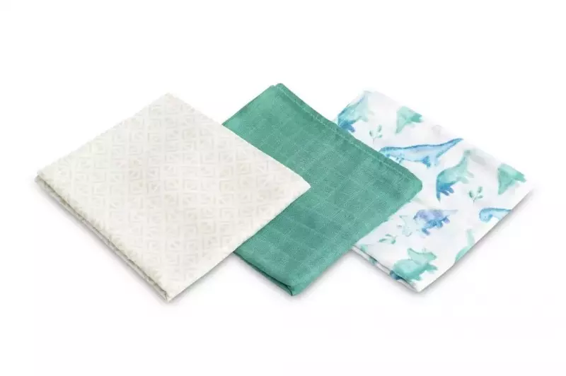 Pielucha bambusowa 3-pak dino green 70x80cm