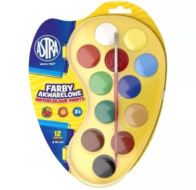 Farby akwarelowe - paletka, 12 kolorów