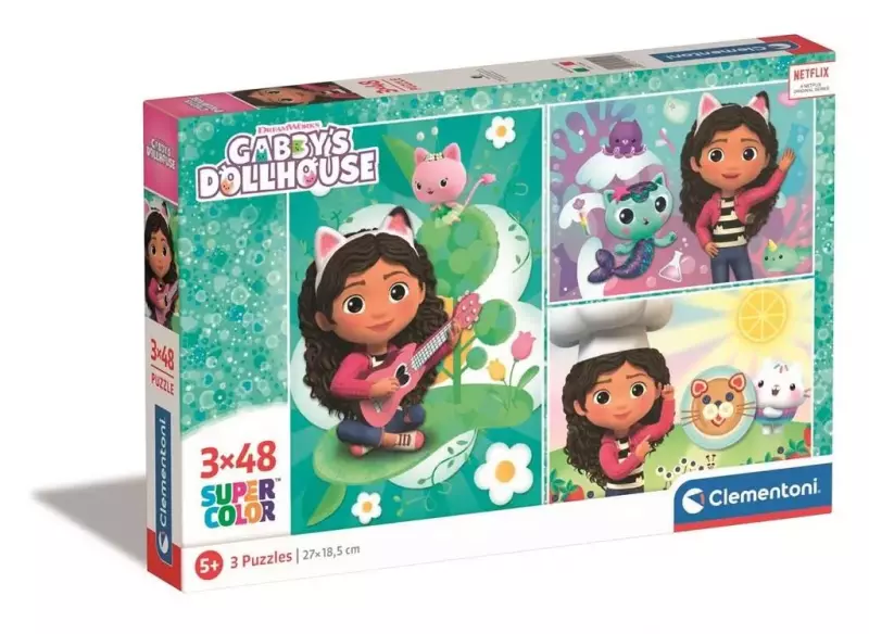 Puzzle 3x48 Super Kolor Gabby's Dollhouse - Clementoni