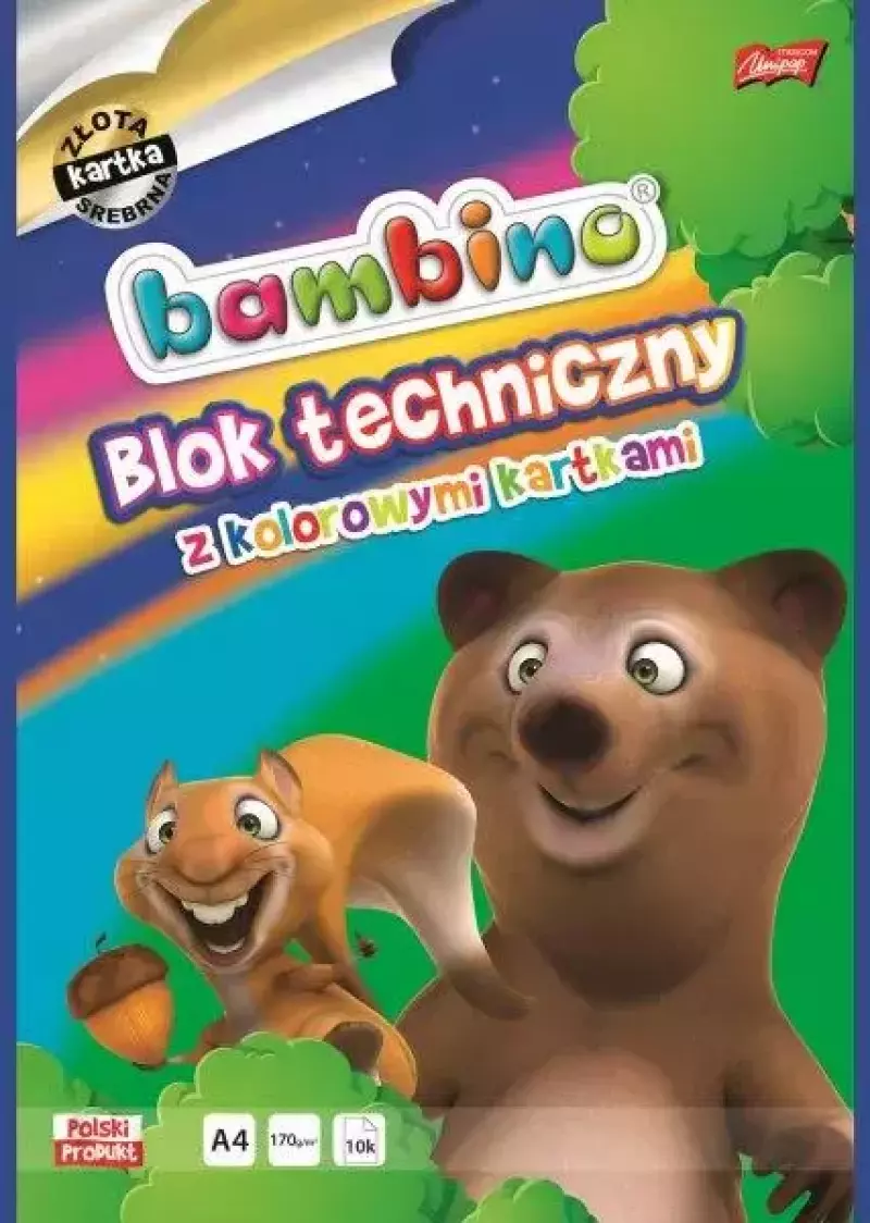 Blok techniczny A4 kolorowy 10k Bambino Blok techniczny A4 kolorowy 10k Bambino