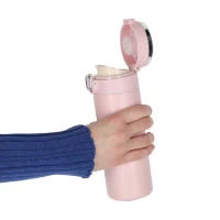 Kubek termiczny z ustnikiem termos LED 350ml róż, zdjęcie 6