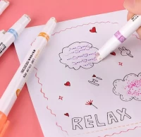 ZESTAW PISAKÓW MAZAKI robiące KOLOROWE wzorki SZLACZKI zakreślacze 6szt, zdjęcie 3