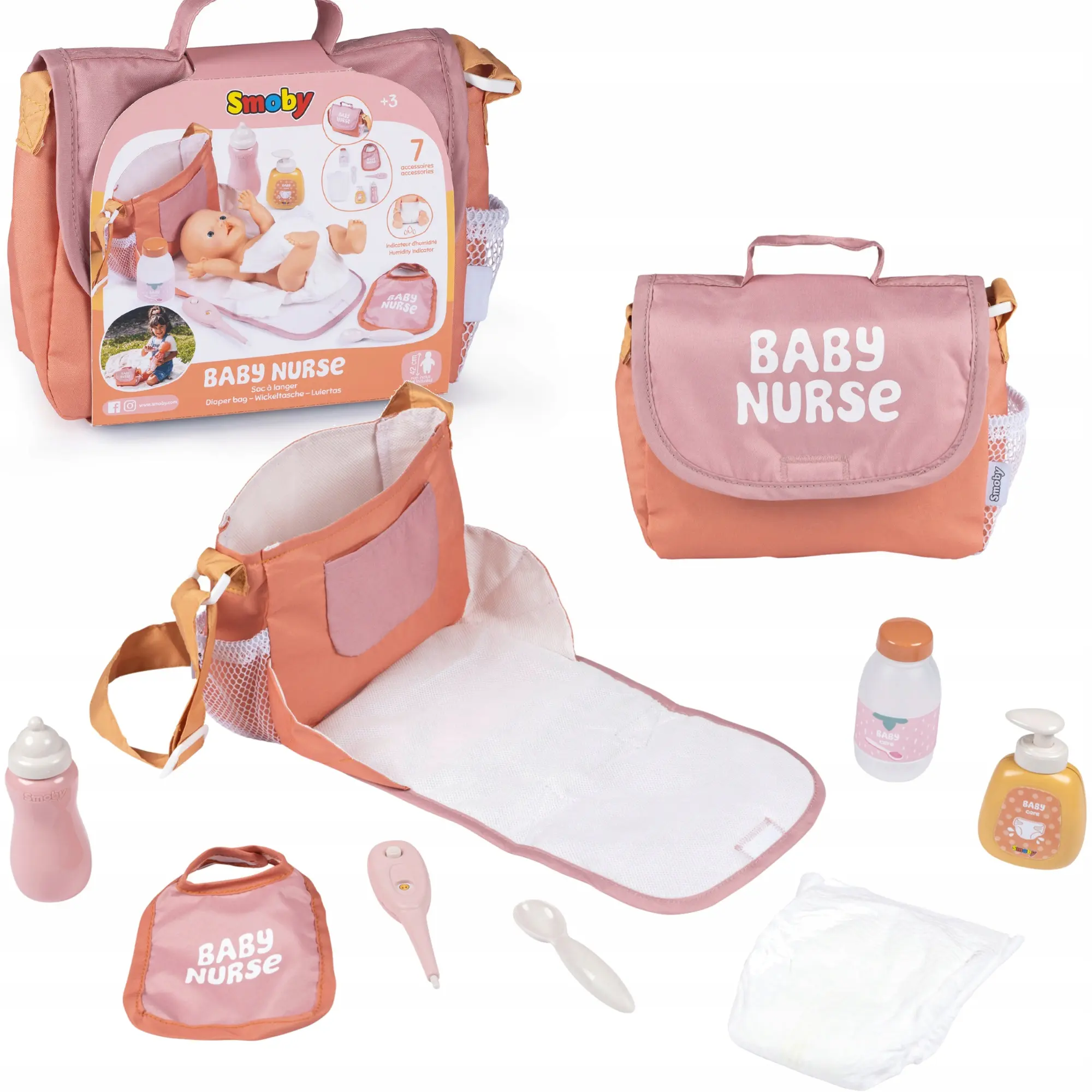 Torba do przewijania Smoby Baby Nurse z akcesoriami dla lalek - Zabawki
