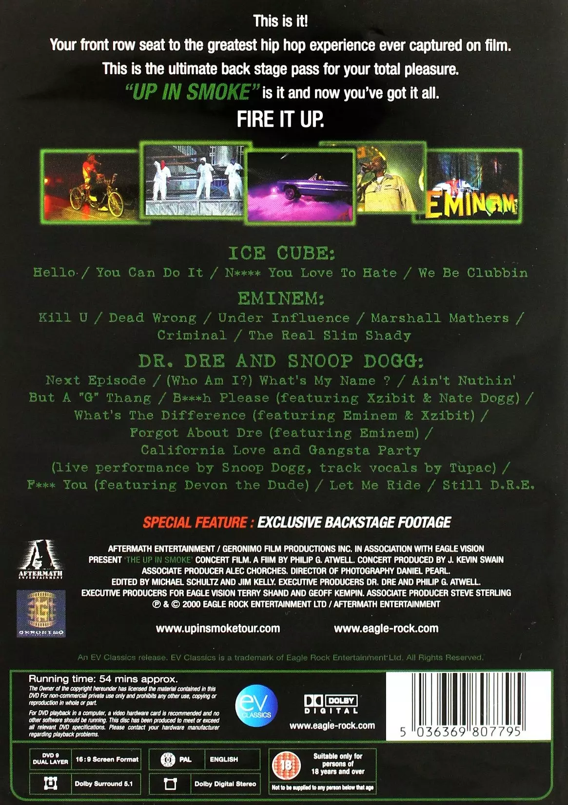 Up In Smoke Tour, DVD - Muzyka