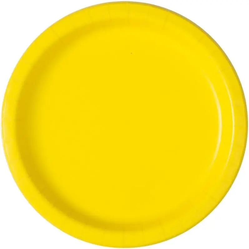 Talerzyk papierowy deserowy 18 cm 8szt ŻÓŁTY Urodziny Party - Papiernicze i szkolne