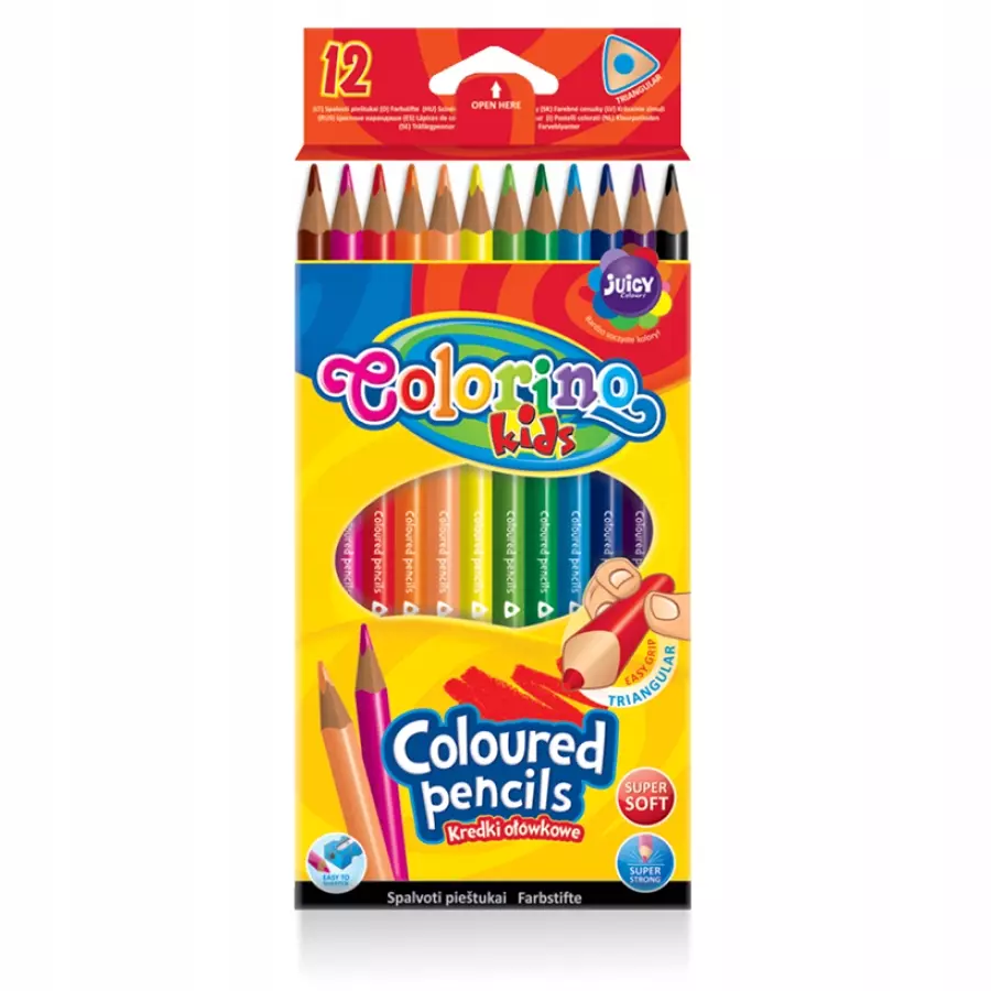 Kredki ołówkowe Colorino, trójkątne. Kids (12 sztuk) - Papiernicze i szkolne