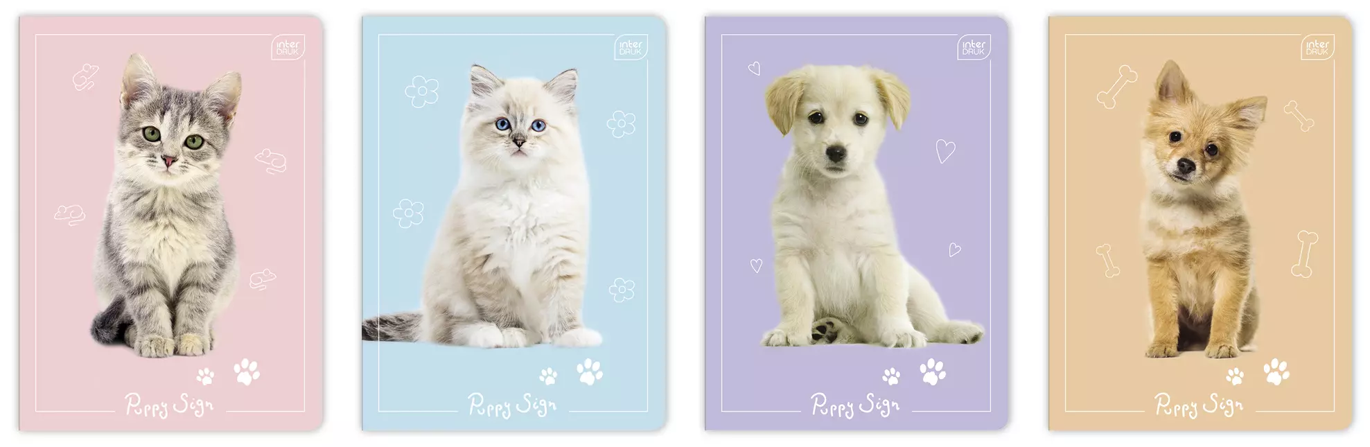 Zeszyt A5 16 kartek w kratkę, Puppy sign, mix wzorów - Papiernicze i szkolne