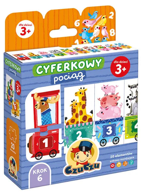 Puzzle CzuCzu 20 elementów. Cyferkowy pociąg dla dzieci - Puzzle
