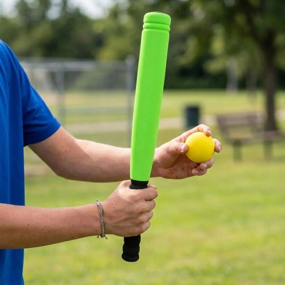Kij do Baseballa Junior 54CM z Piłką Soft Zielony - Elektronika i akcesoria