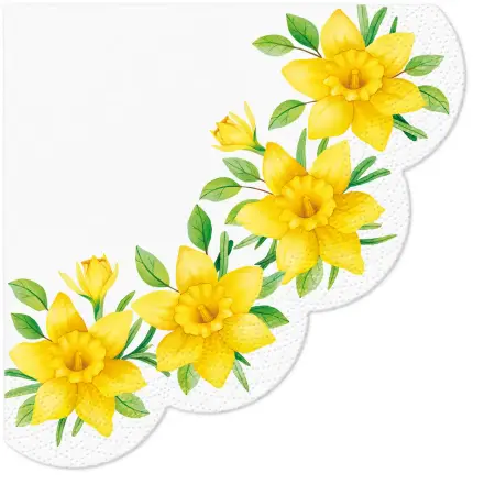 Serwetki papierowe okrągłe Żonkile (12 sztuk) - Papiernicze i szkolne