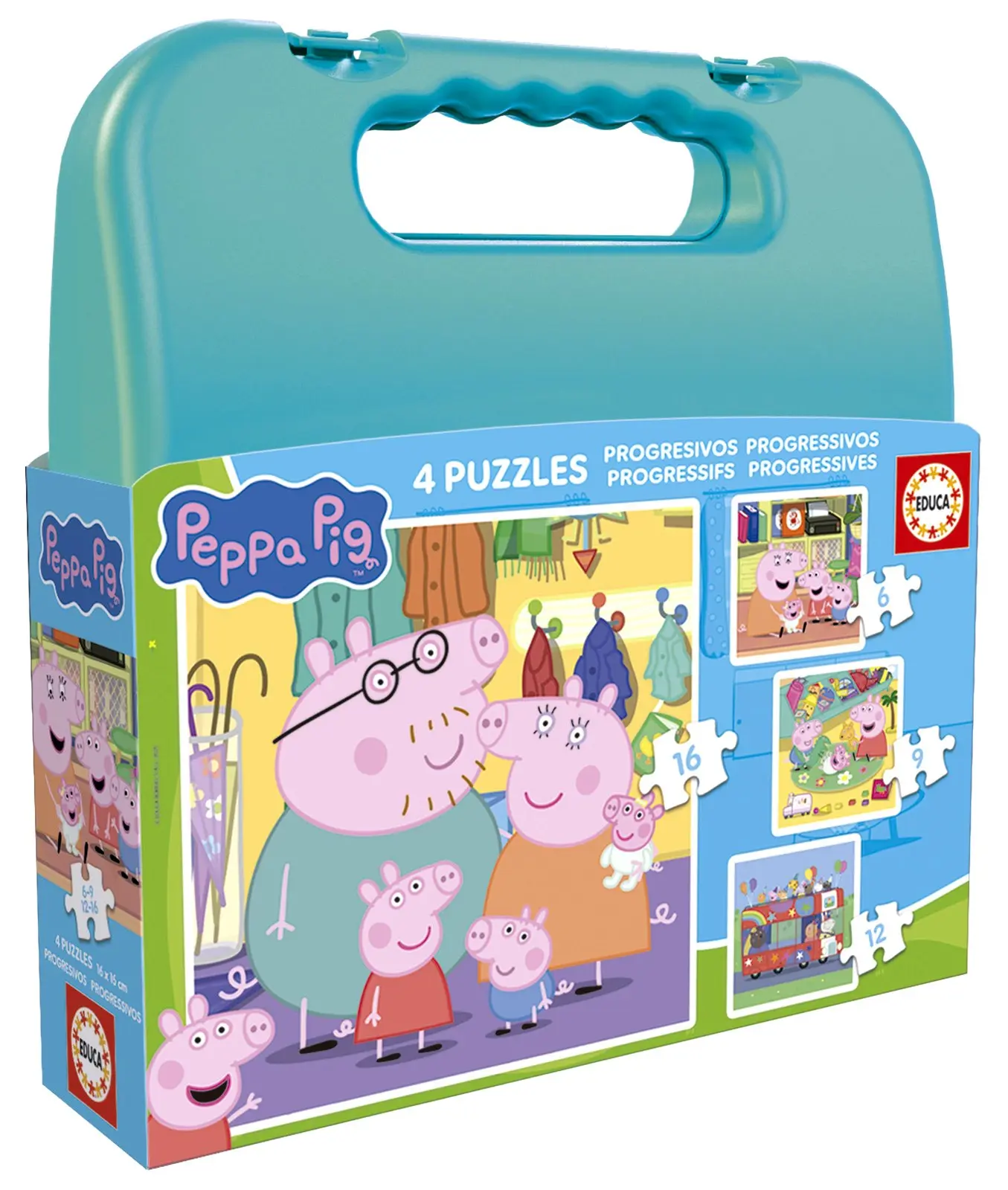 Puzzle 4w1 Świnka Peppa walizka 113788 - Educa