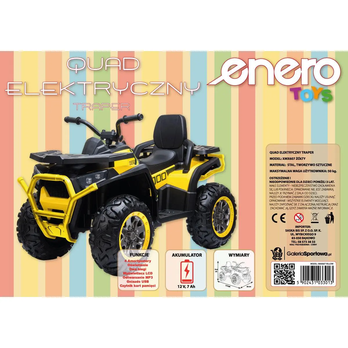 Quad Auto na Akumulator Traper Żółty 1033013 - Zabawki