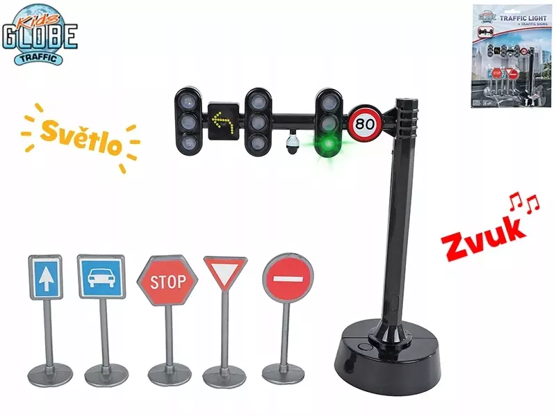 Zestaw znaków drogowych ze światłami drogowymi 11,5cm na baterie ze światłem i dźwiękiem n - Zabawki