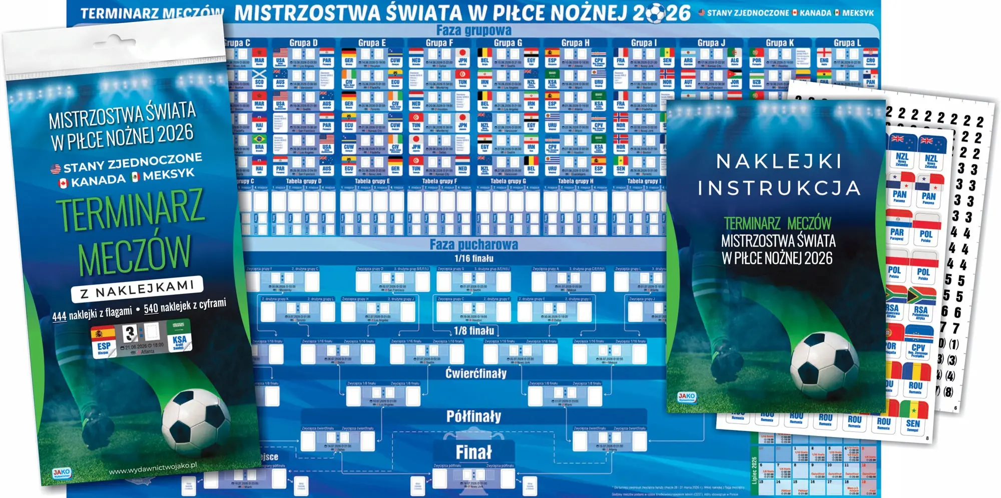 Terminarz meczów z naklejkami. Mistrzostwa Świata w Piłce Nożnej 2026 - Książki