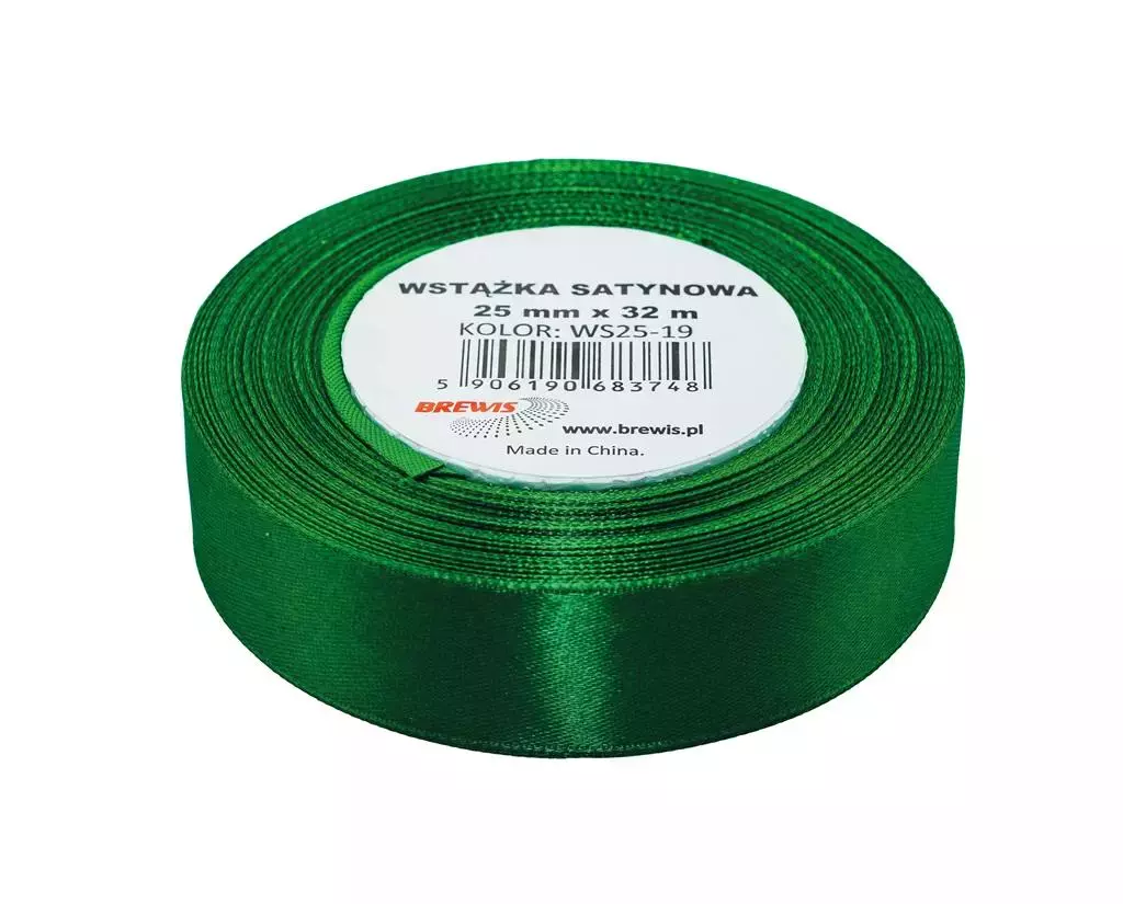 Wstążka satynowa zielona 25mmx32m - Papiernicze i szkolne