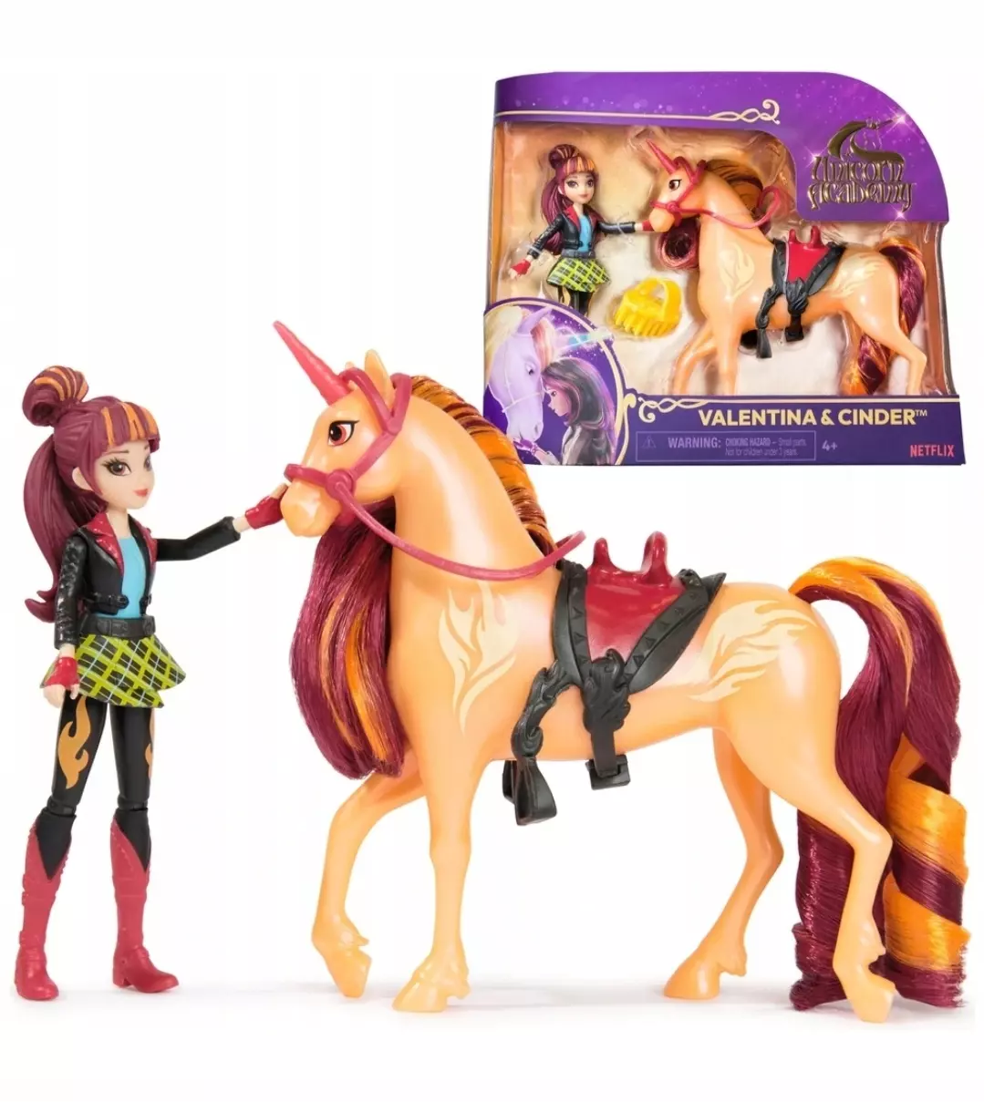 Akademia Jednorożców. Lalka Valentina i jednorożec Płomyk + akcesoria - Zabawki