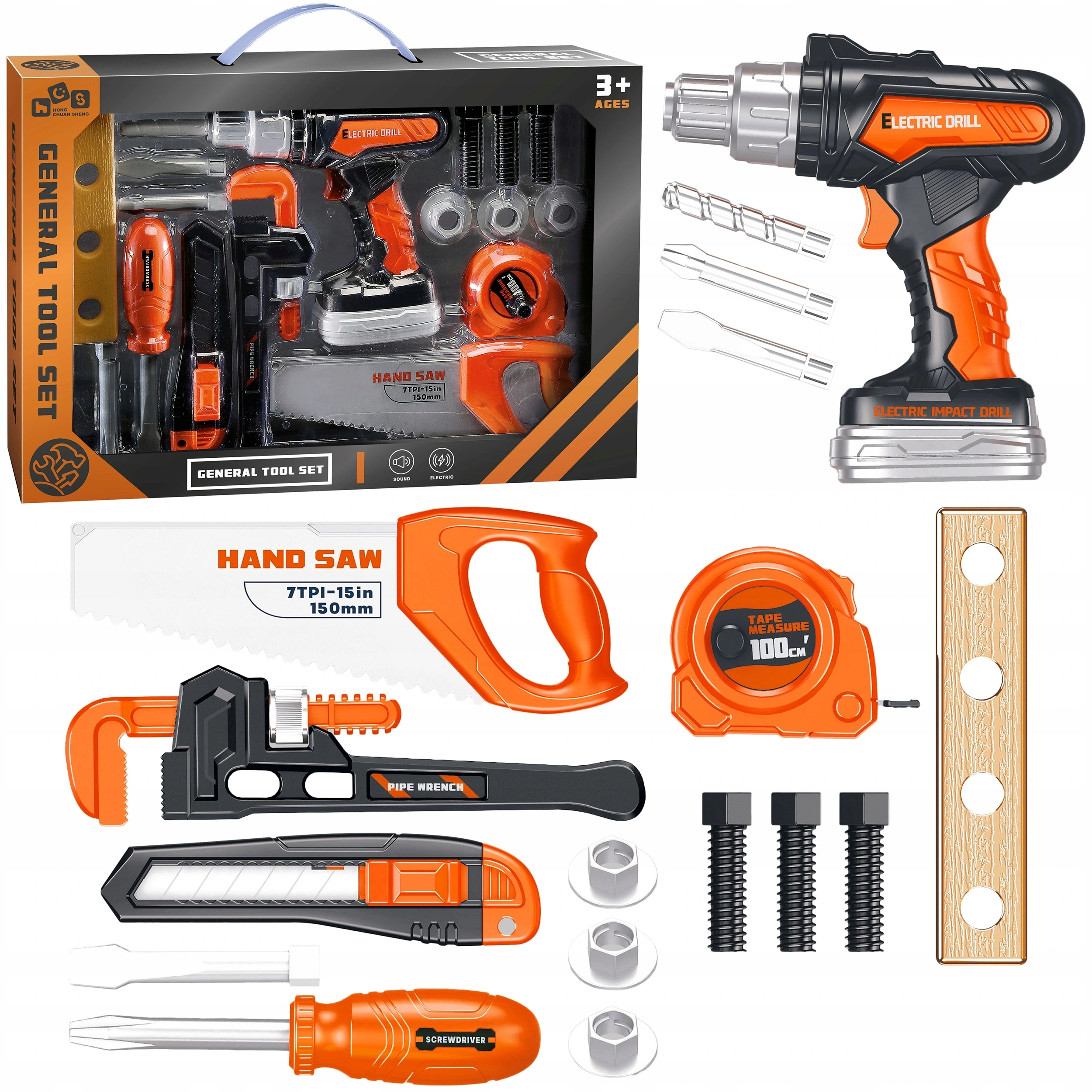 ZESTAW MAJSTERKOWICZA WARSZTAT SKRZYNKA NARZĘDZIA WIERTARKA NA BATERIE 17EL - Zabawki