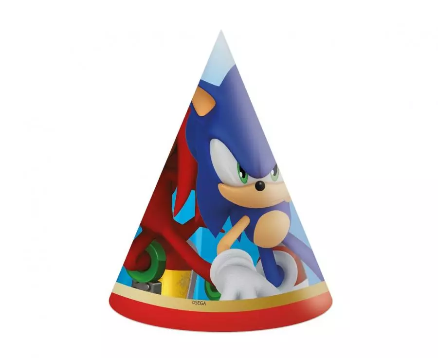 Czapeczki papierowe Sonic Szybki jak błyskawica 6 szt. Bajka Film - Papiernicze i szkolne