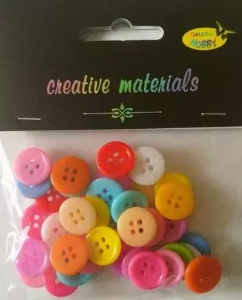 Guziki pastelowe kolorowe 15mm 12g ok.40szt - Papiernicze i szkolne