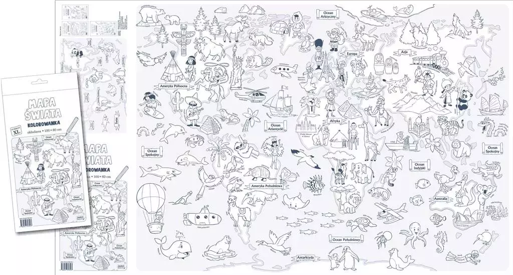 Mapa świata. Kolorowanka XL - Książki
