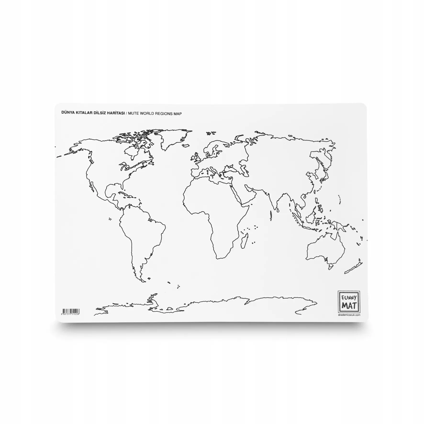 Biała mata wodoodporna do kolorowania Strigo by Funny Mat Mapa Kontynenty - Papiernicze i szkolne