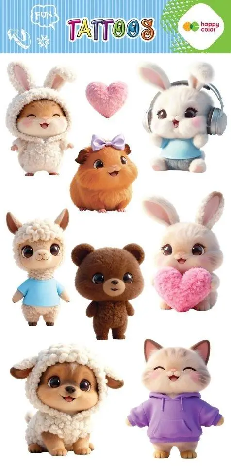 Tatuaże zmywalne Sweet Kawaii HAPPY COLOR - Papiernicze i szkolne