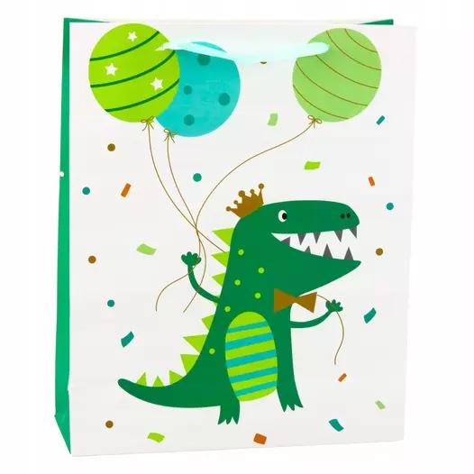 Torba Prezentowa Dinozaur z Balonami 32 x 26 x 10 cm - Papiernicze i szkolne