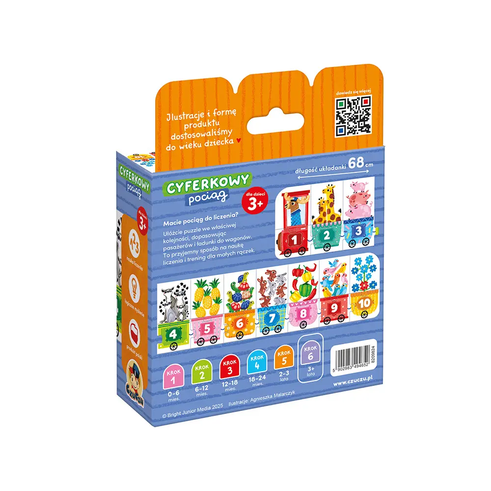 Puzzle CzuCzu 20 elementów. Cyferkowy pociąg dla dzieci - Puzzle