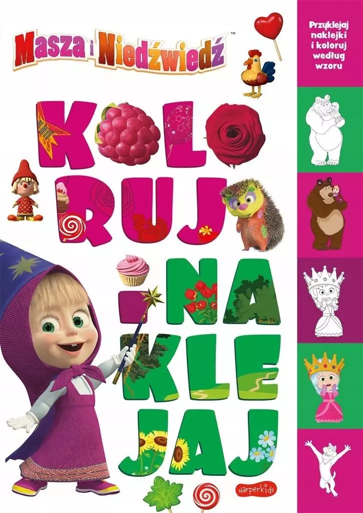 Koloruj i naklejaj. Masza i Niedźwiedź - Książki