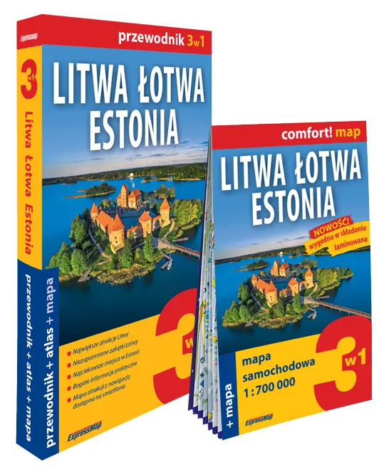 Litwa, Łotwa, Estonia 3w1. Przewodnik + atlas + mapa - Książki