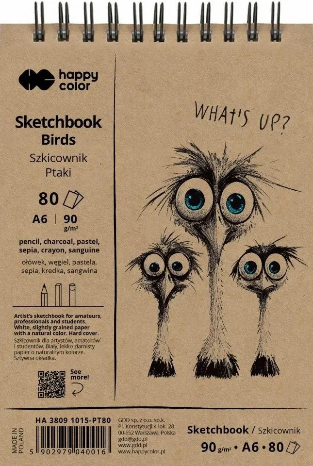Szkicownik na spirali A6/80K 90g HAPPY COLOR - Papiernicze i szkolne