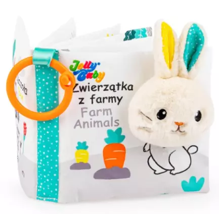 Jolly Baby. Zwierzątka z farmy, miękka książeczka sensoryczna - Zabawki