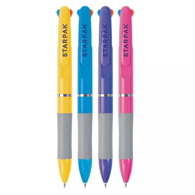 Długopis automatyczny 3-kolorowy, mix kolorów - Papiernicze i szkolne