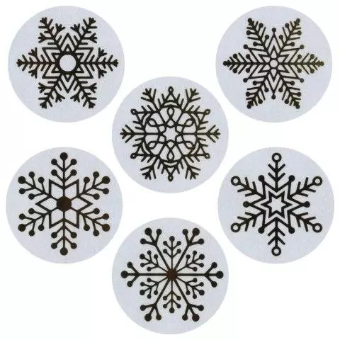 Naklejki papierowe na taśmie Śnieżynki 25mm 500szt - Papiernicze i szkolne