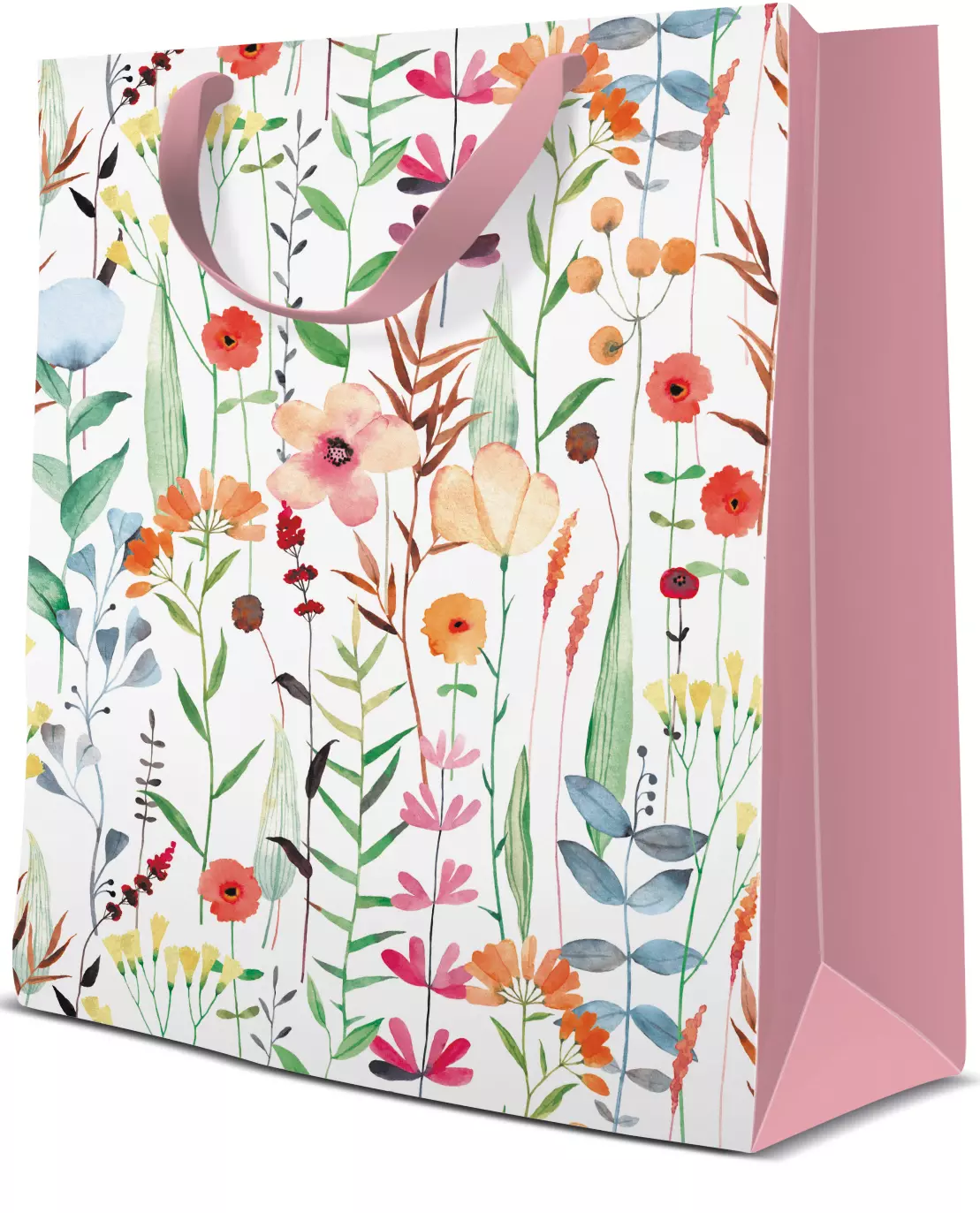 Torebka prezentowa Akwarelowe kwaty, średnia - Papiernicze i szkolne