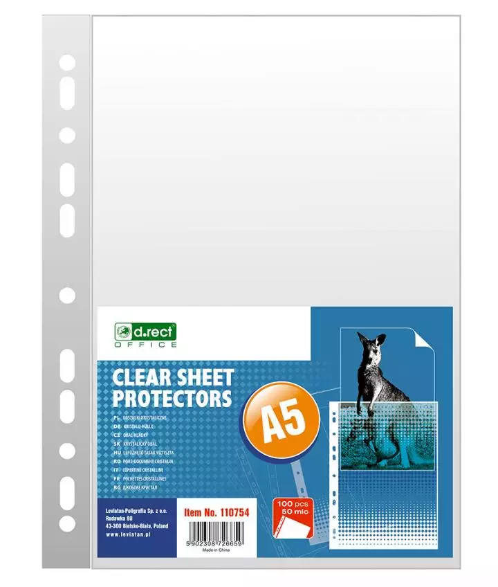 Koszulka A5 krystaliczna 50mic 100szt D.RECT - Papiernicze i szkolne