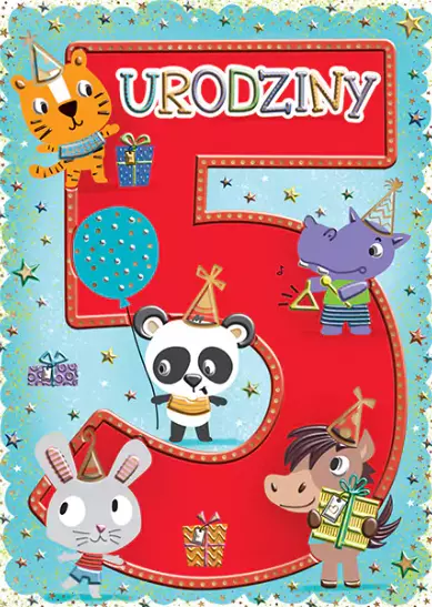 Karnet urodzinowy B6, zwierzaki - Papiernicze i szkolne