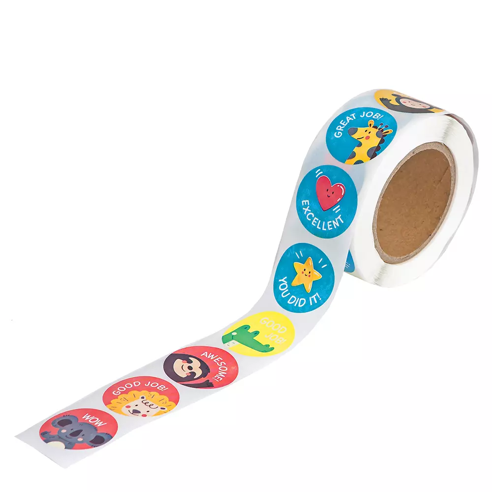 Naklejki motywacyjne na rolce Zwierzątka i Symbole 500 szt. - Papiernicze i szkolne