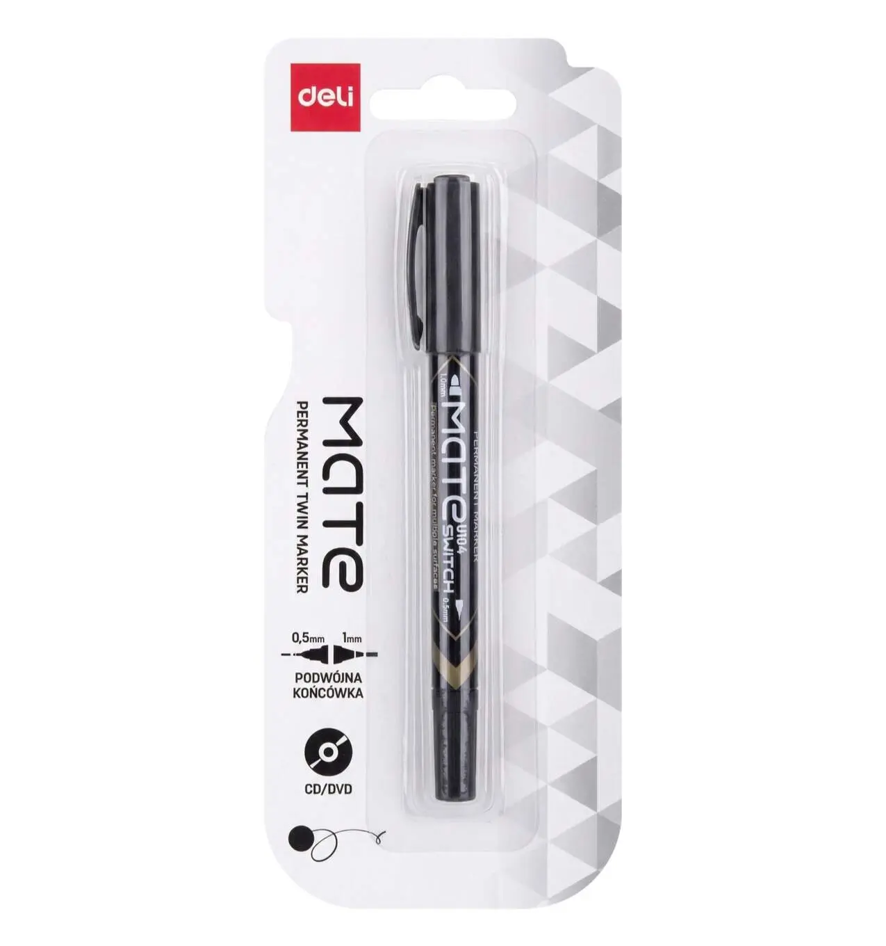 Marker permanentny dwustronny 1,0mm & 0,5mm czarny 1szt blister - Papiernicze i szkolne