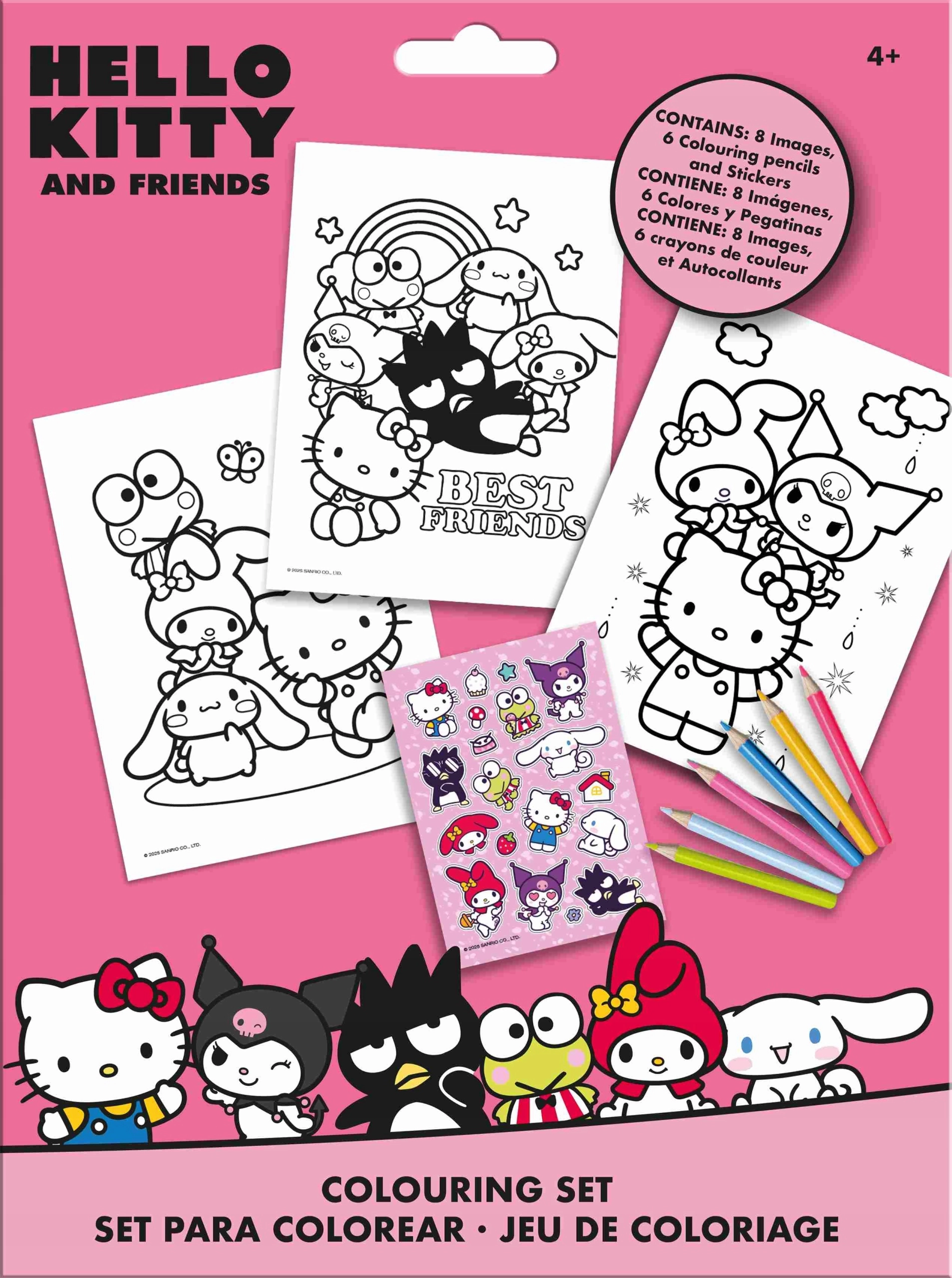ZESTAW KREATYWNY Z KREDKAMI KOLOROWANKA + NAKLEJKI - Hello Kitty HK50190 - Książki