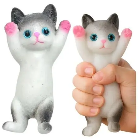 Gniotek sensoryczny Kotek biało-szary 13x6,5cm - Zabawki