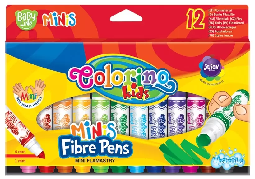 Colorino Kids. Flamastry mini, 12 kolorów - Papiernicze i szkolne