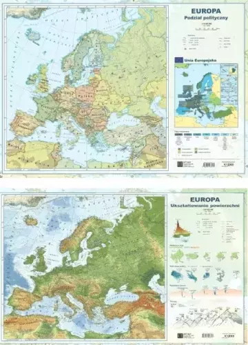 Podkładka dwustronna laminowana A2 EUROPA - Książki